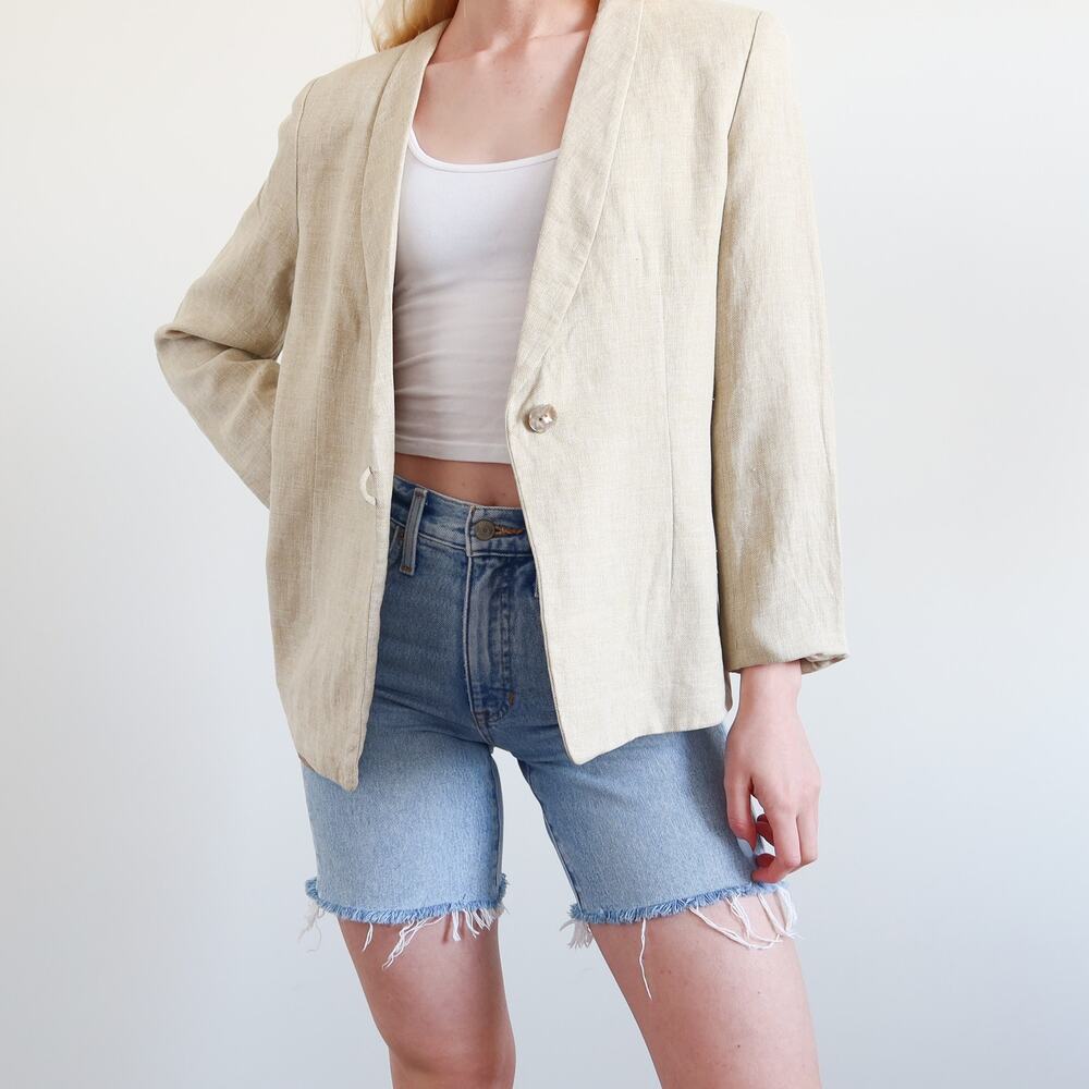 Vintage Linen Link Blazer Size 10 Made in Italy